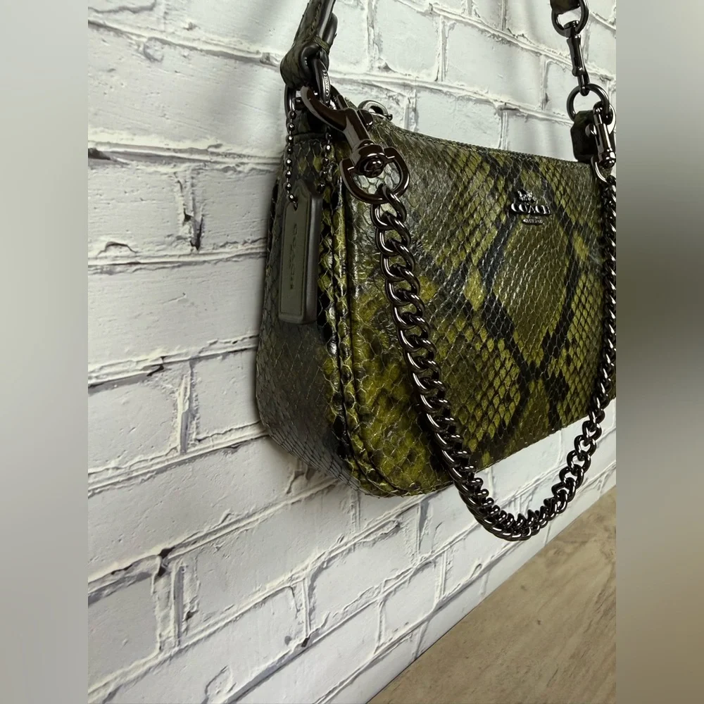 NWT Coach Nolita 19 Snake Print Wristlet/Small bag Olive Green CCF62 Styled Set